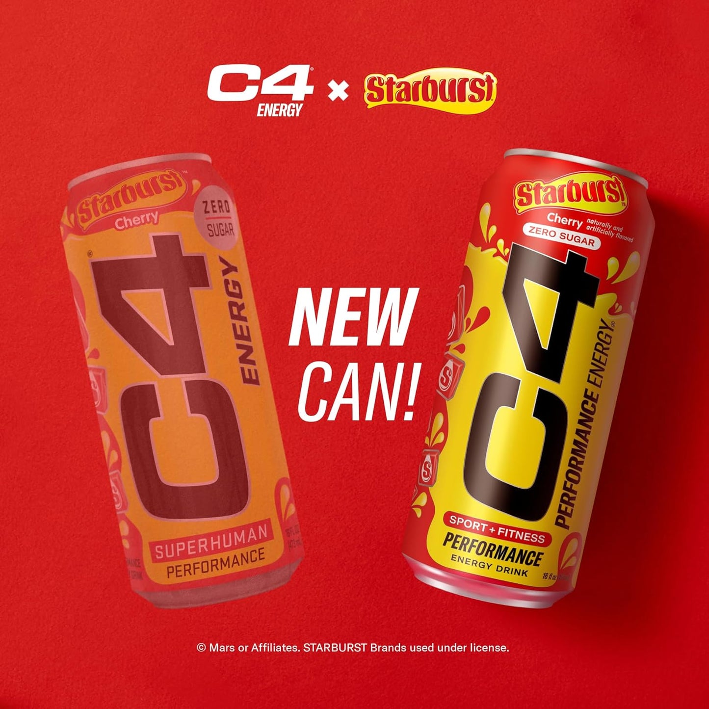 Cellucor C4 Starburst Cherry Energy Drink, Zero Sugar, 200mg Caffeine (16 Fl Oz, 12 Pack)
