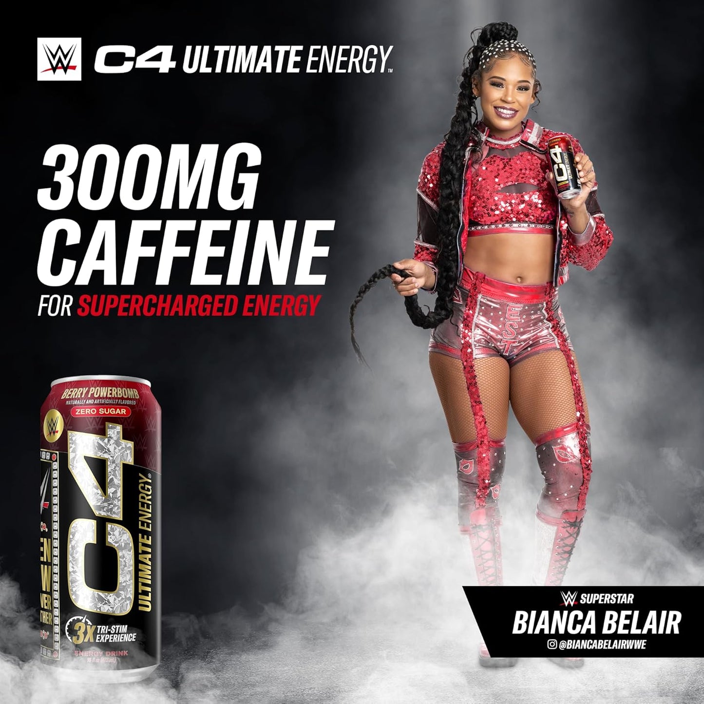 Cellucor C4 Ultimate WWE Berry Powerbomb Pre-Workout Energy Drink, Sugar-Free with 300mg Caffeine, TeaCrine, Dynamine (16oz, Pack of 12)