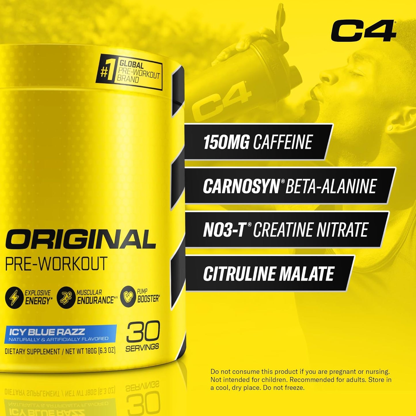 Cellucor C4 Original Pre Workout Powder, ICY Blue Razz (30 Servings)