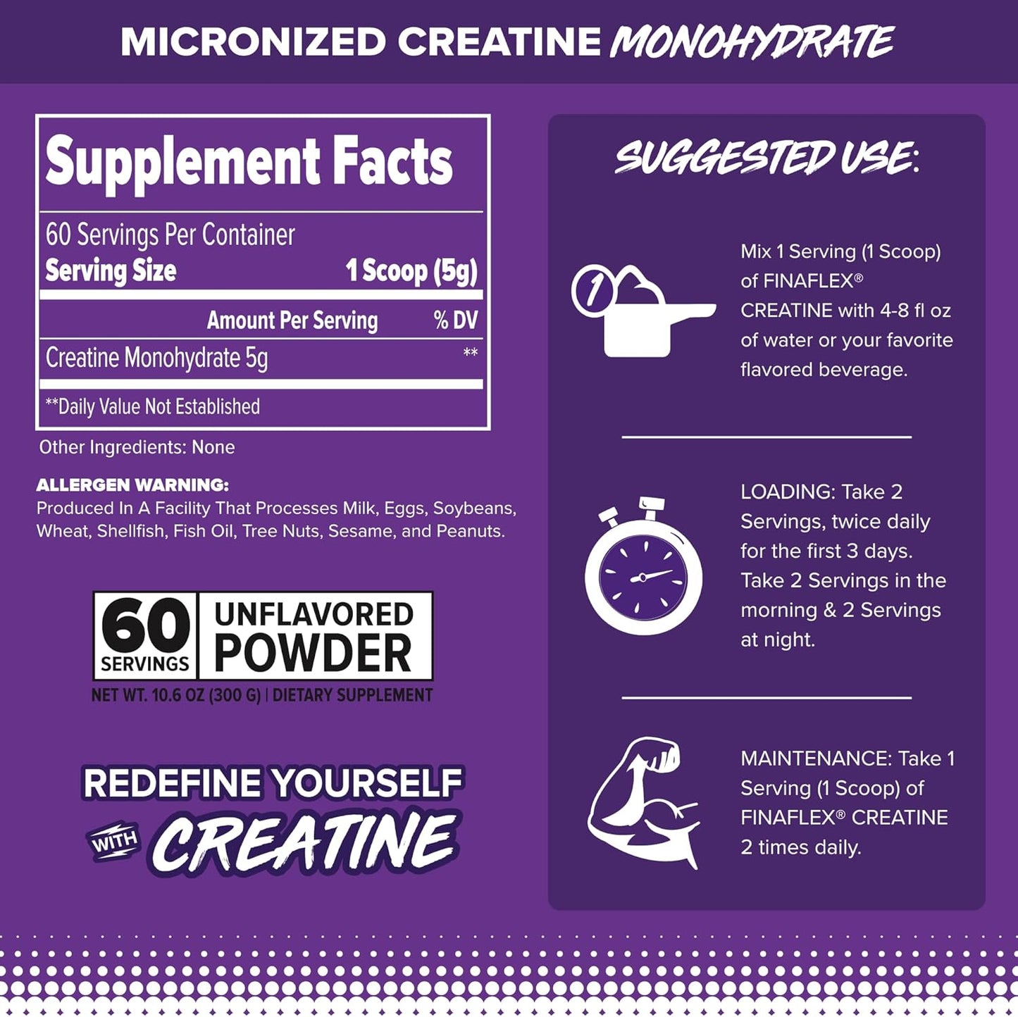 FINAFLEX Pure Creatine, Unflavored - Promotes Strength & Performance (10.6 oz, 60 Servings)