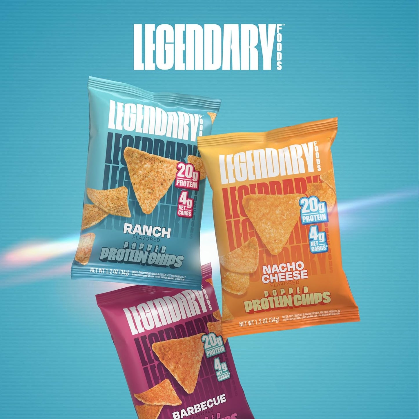 Legendary Foods Keto & Gluten-Free Protein Chips, Nacho Flavor (7x1.2oz)