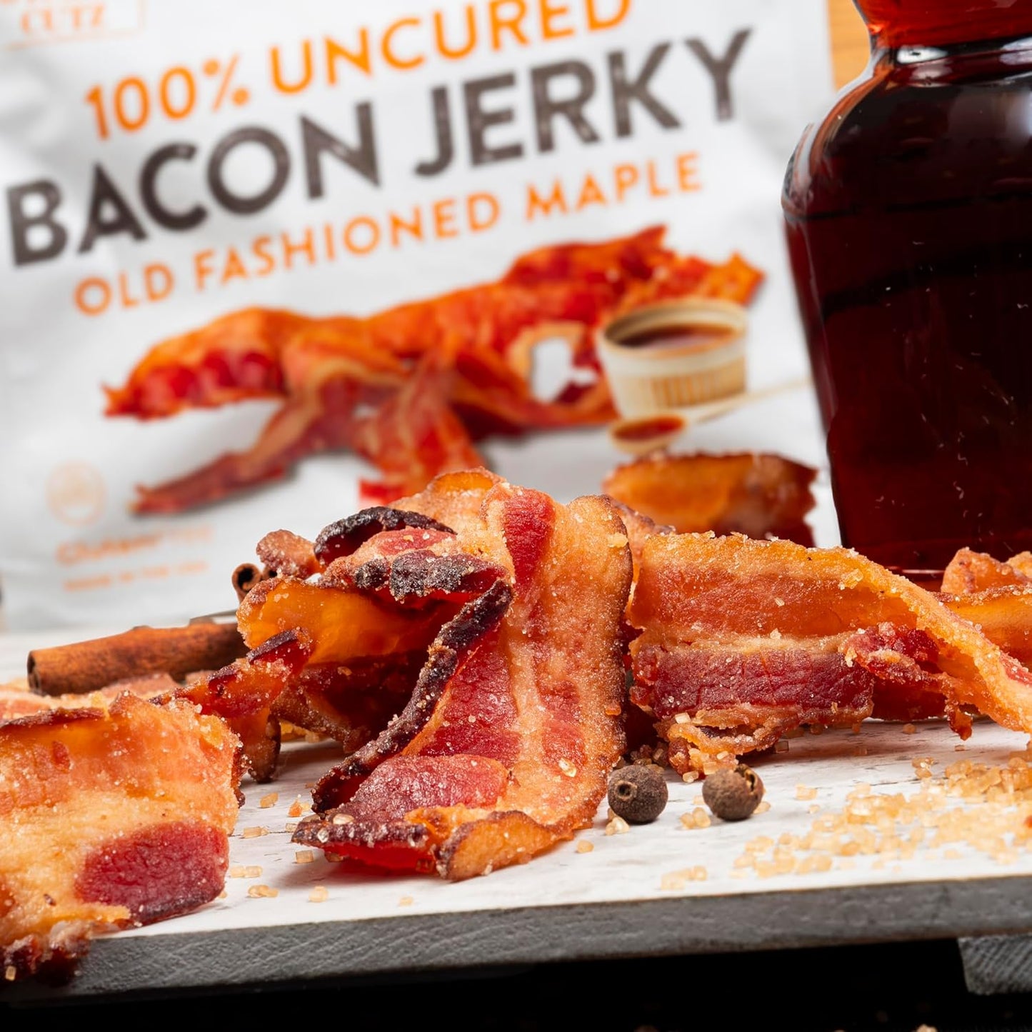 Old Fashioned Maple Bacon Jerky - Tender, Uncured, 16g Protein (2 Bags)