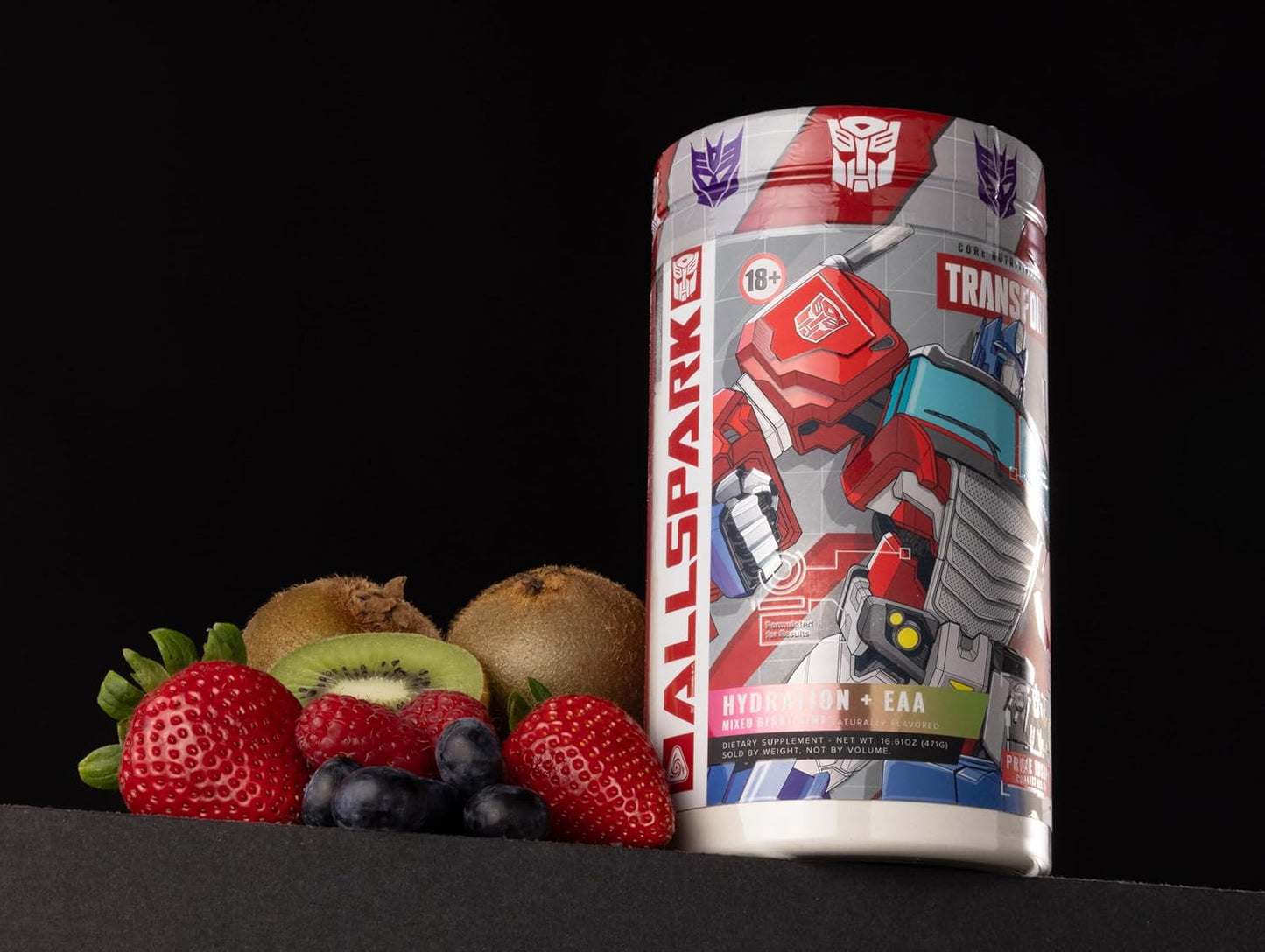 Transformers Allspark Hydration BCAA/EAA by Core Nutritionals with Free Optimus Prime (30 Servings, Mixed Berry Kiwi)