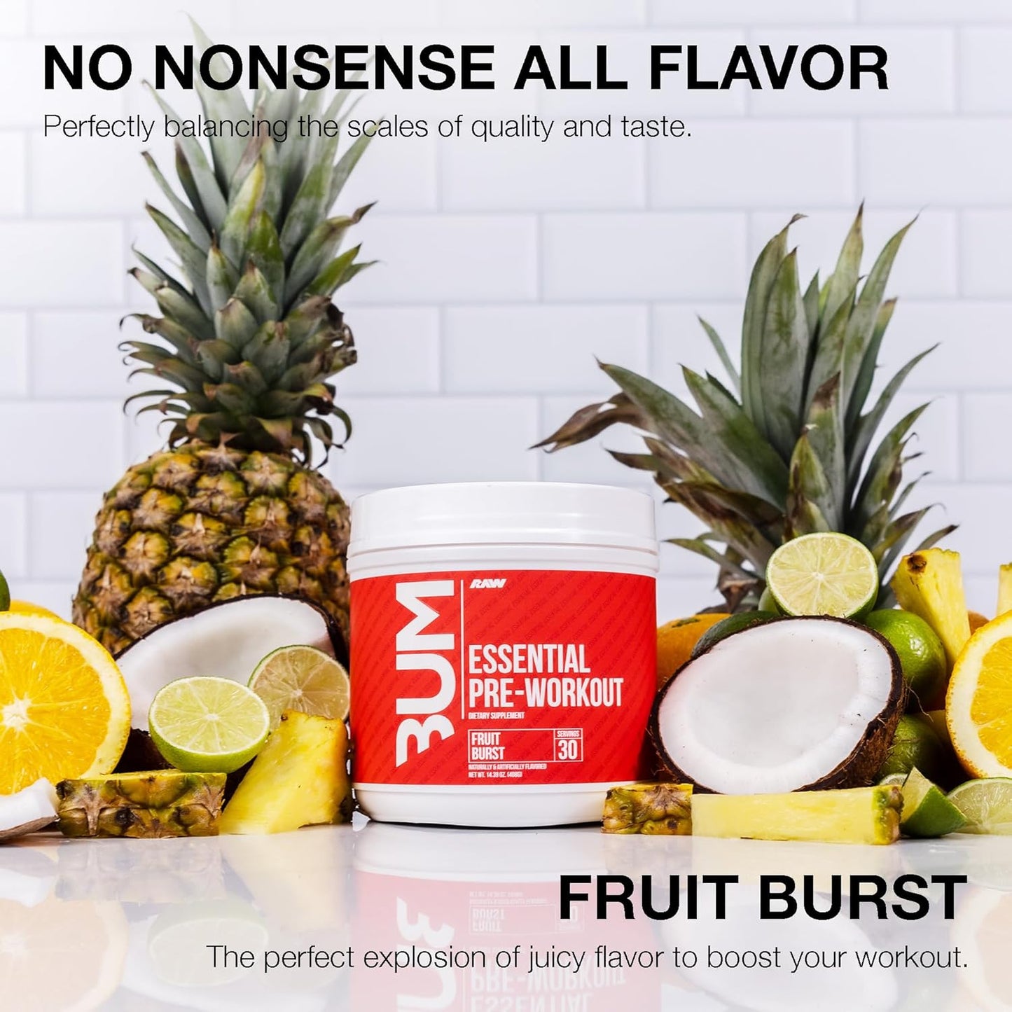RAW Essential Pre-Workout - Fruit Burst, Energy & Focus Blend (40 Servings)