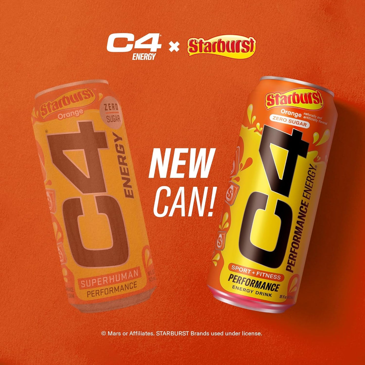 Cellucor C4 Starburst Orange Energy Drink, Zero Sugar, 200mg Caffeine (16oz, 12 Pack)