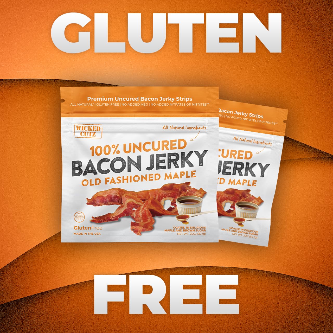 Old Fashioned Maple Bacon Jerky - Tender, Uncured, 16g Protein (2 Bags)