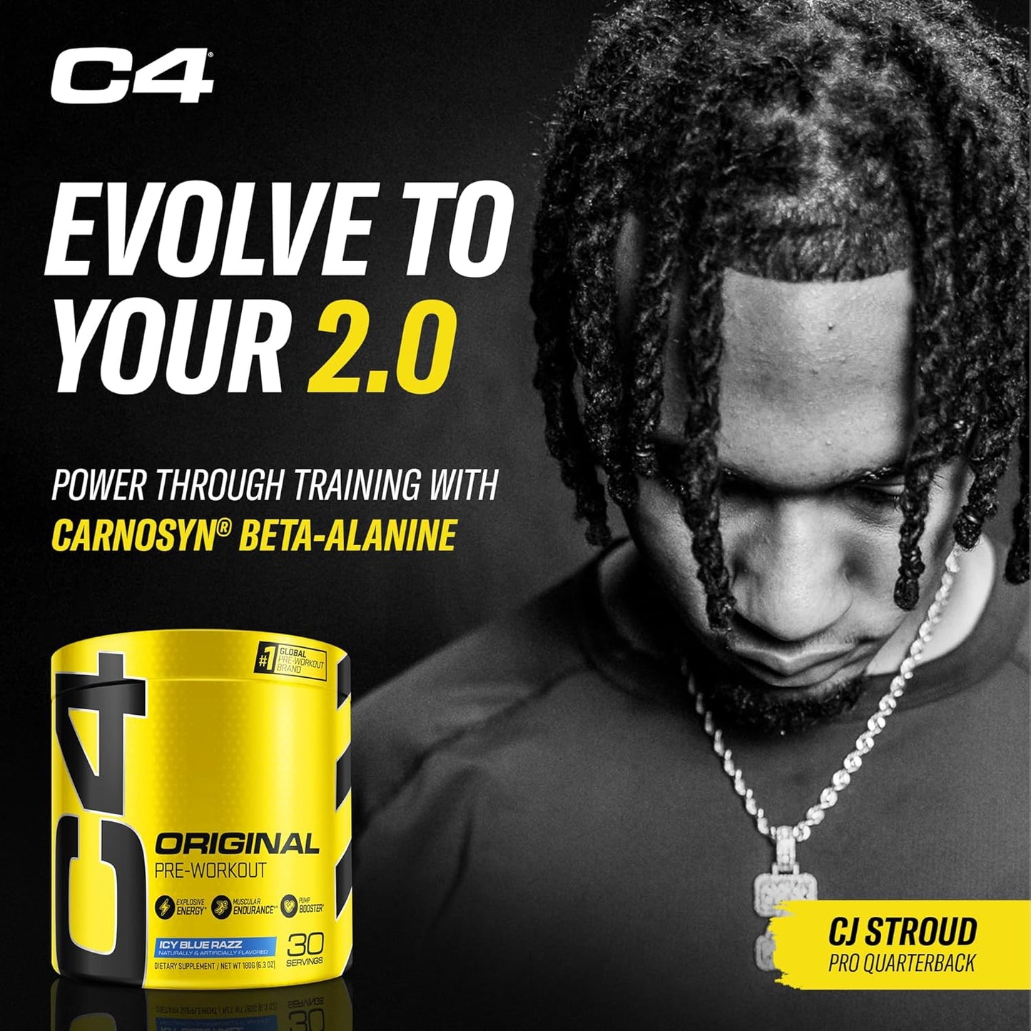 Cellucor C4 Original Pre Workout Powder, ICY Blue Razz (30 Servings)