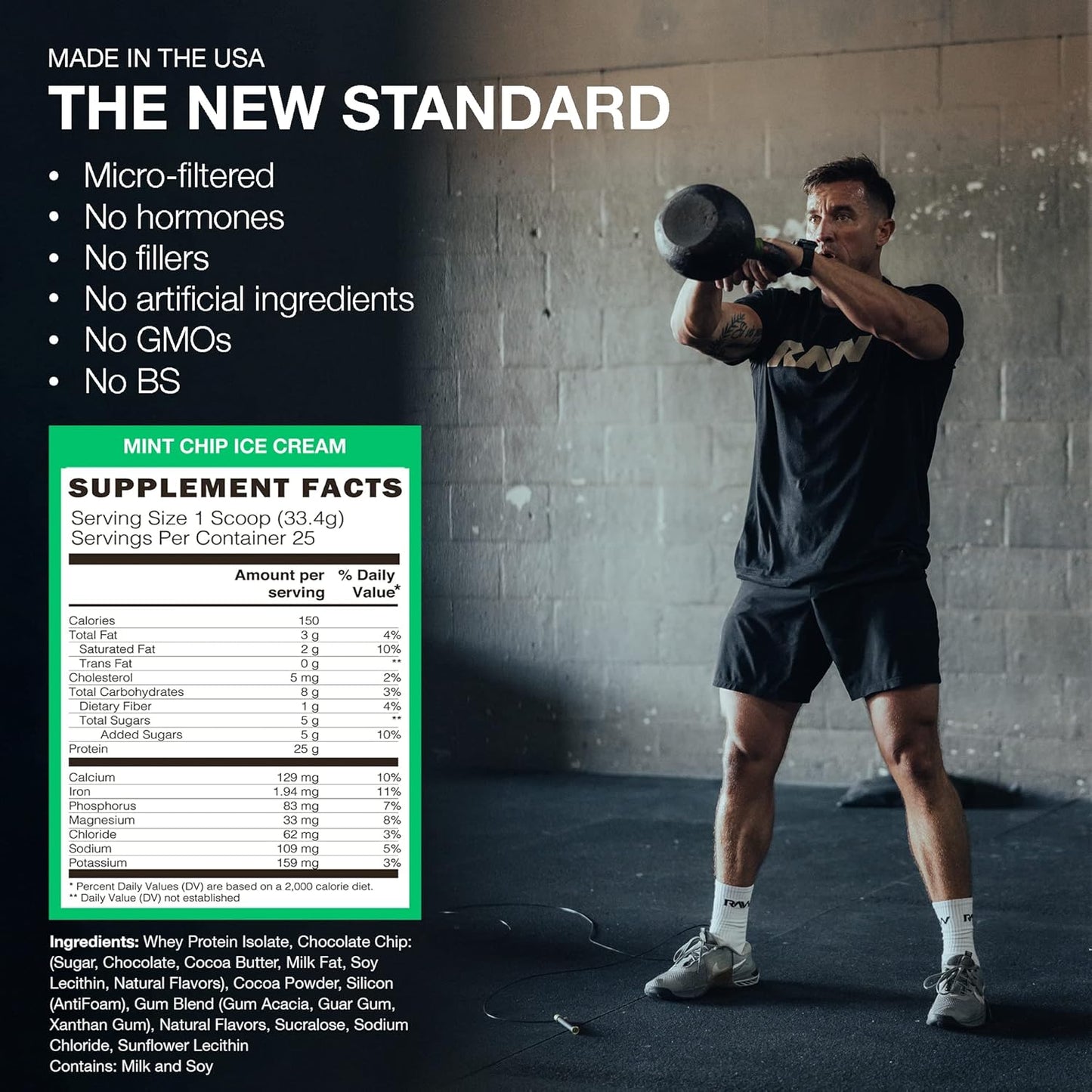 RAW CBUM Whey Isolate Protein, Mint Chip Ice Cream (25 Servings)