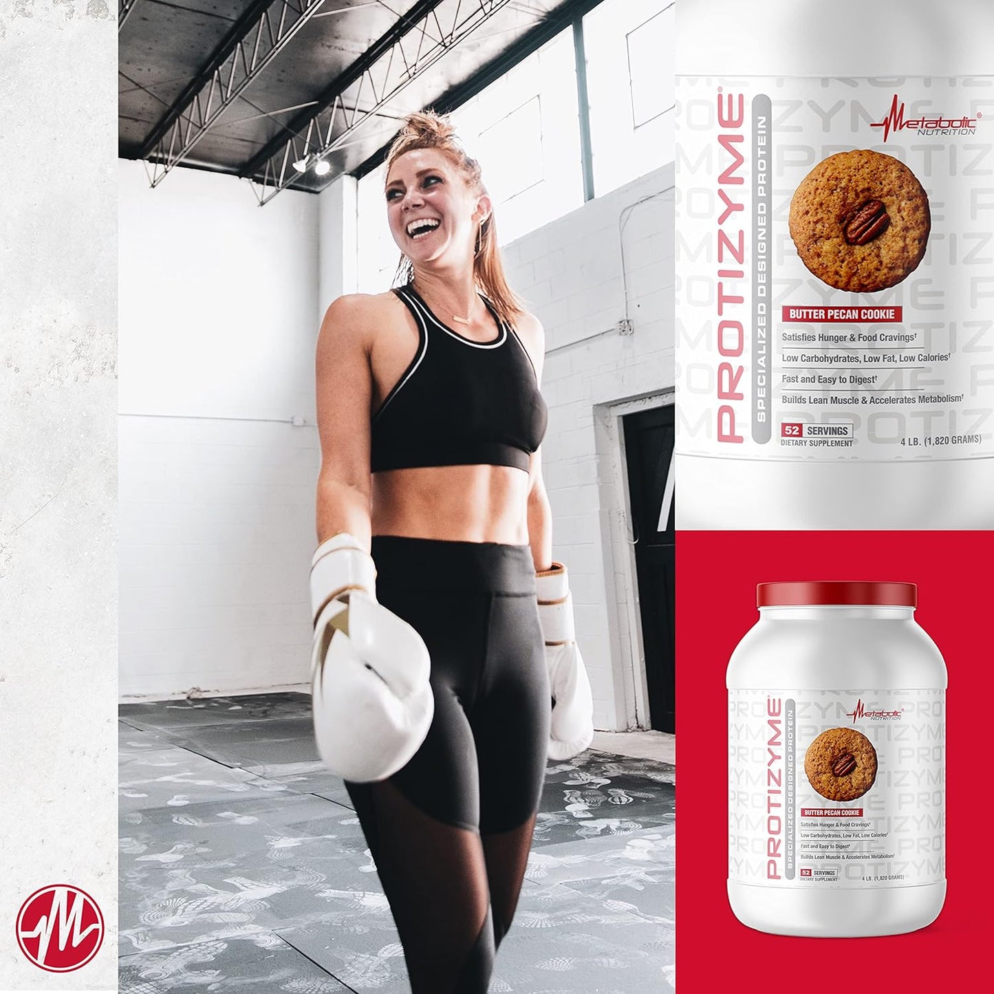Protizyme 100% Whey Protein, Low Carb/Fat, with Enzymes & Vitamins (4lb, 52 Servings)