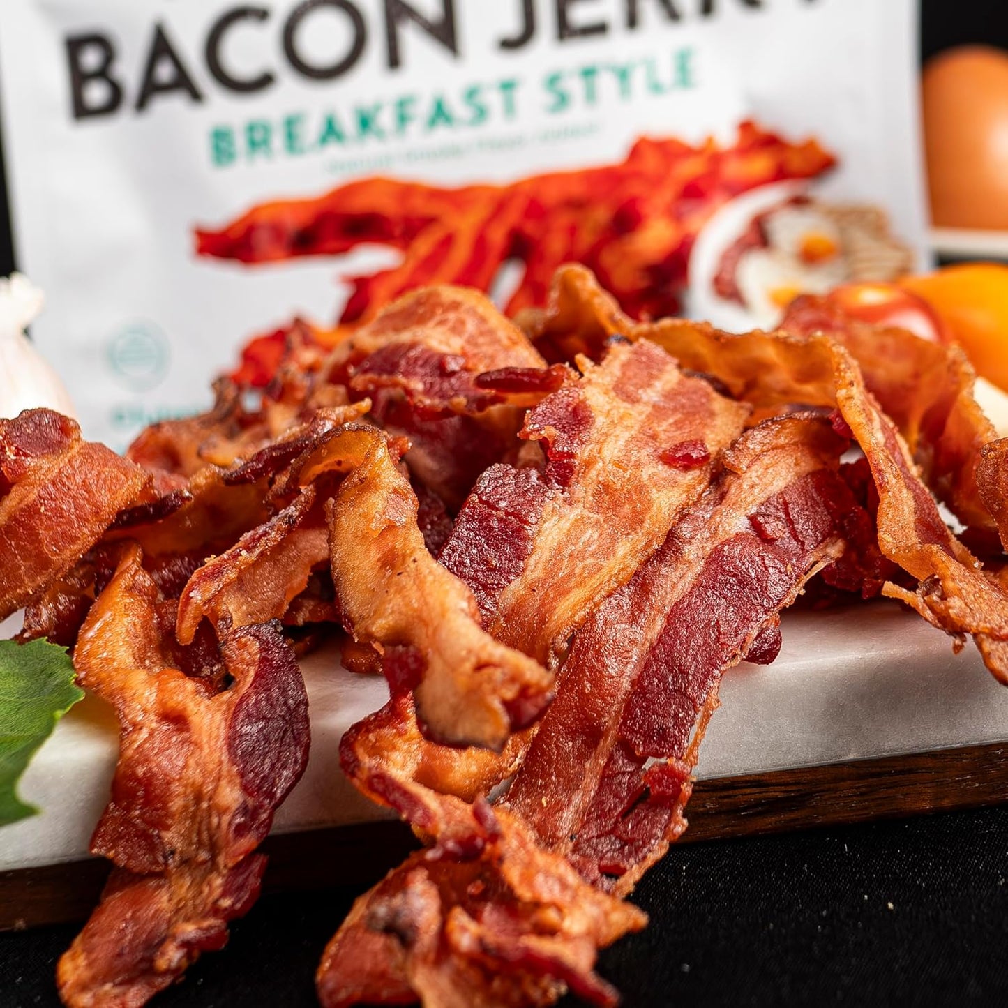 Breakfast Bacon Jerky, Tender & Gluten-Free, 14g Protein, Low Calorie (2 Bags)