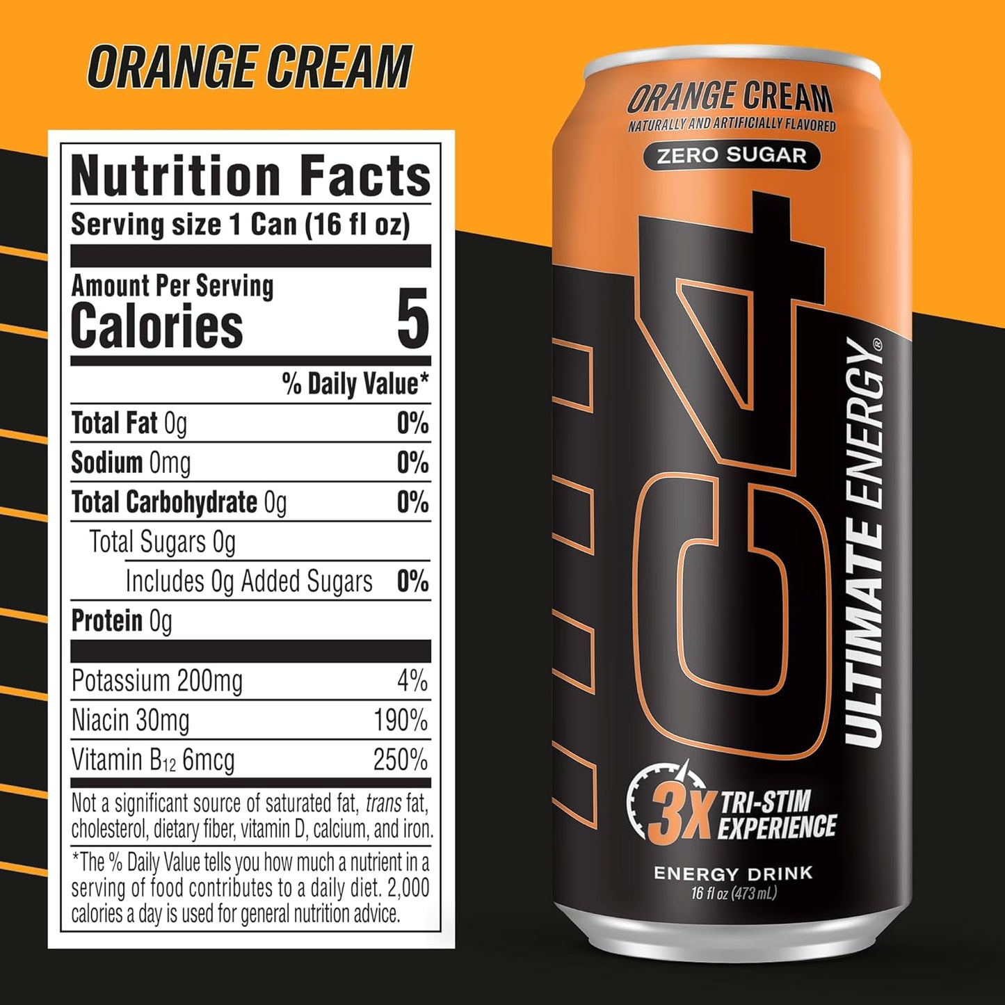 Cellucor C4 Ultimate Pre-Workout Energy Drink, Orange Cream (16oz, Pack of 12)