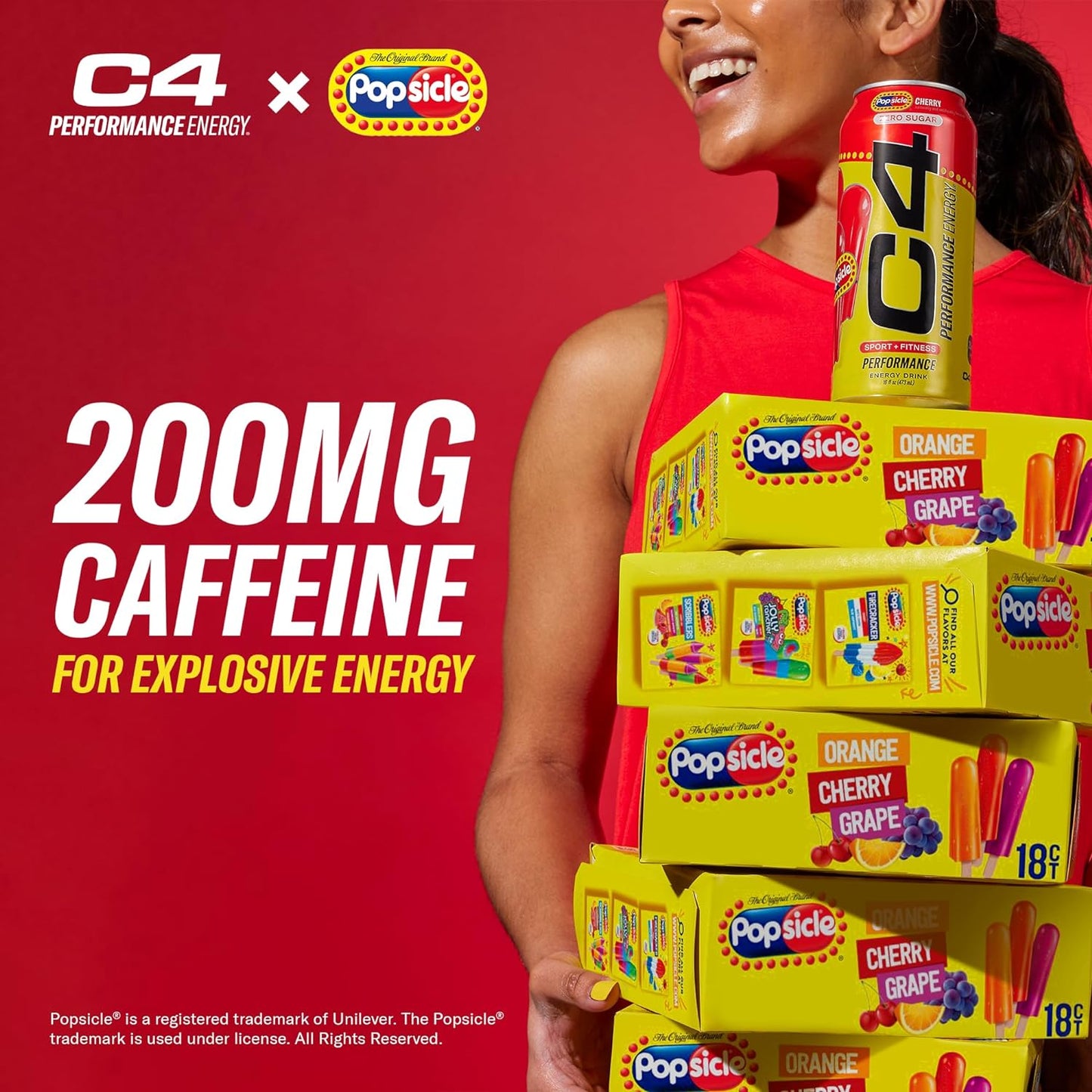 Cellucor C4 Energy x POPSICLE Cherry, Sugar-Free Pre-Workout Drink (16oz, 12pk)