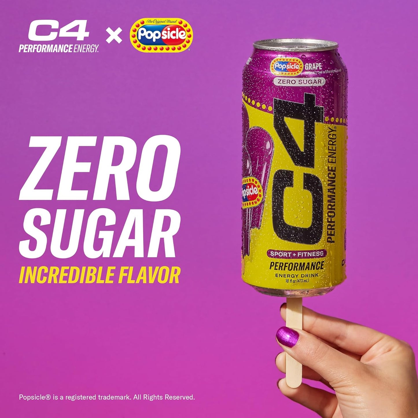 Cellucor C4 Energy x POPSICLE Cherry, Sugar-Free Pre-Workout Drink (16oz, 12pk)