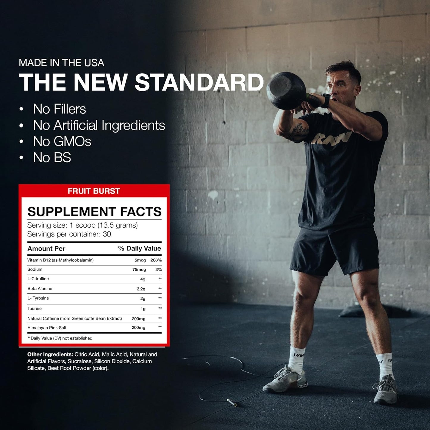 RAW Essential Pre-Workout - Fruit Burst, Energy & Focus Blend (40 Servings)