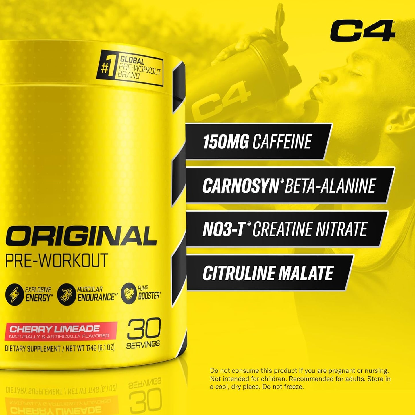 Cellucor C4 Original Pre Workout Powder, Cherry Limeade with Immune Support (30 Servings)