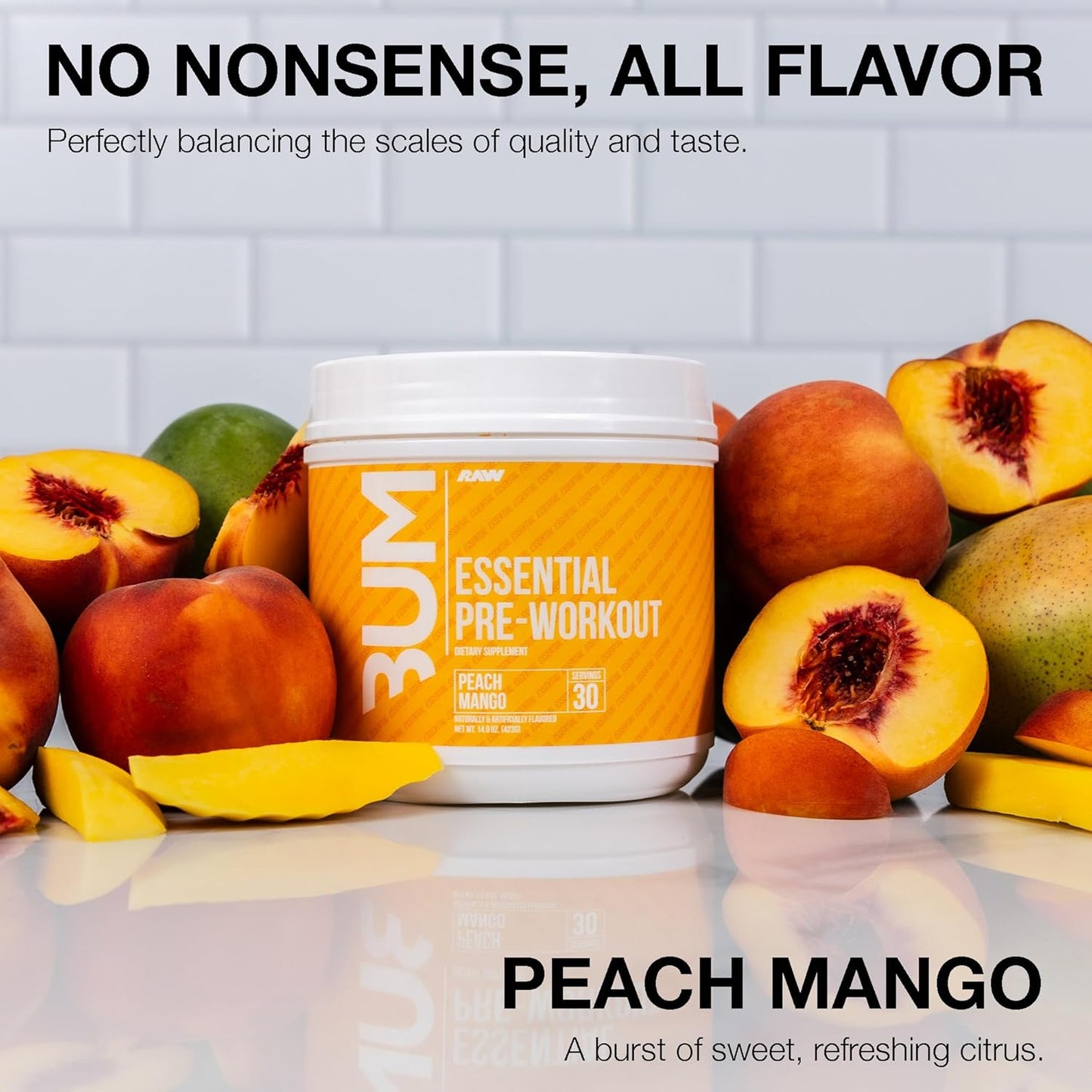 RAW Nutrition Essential Pre - Chris Bumstead Pre-Workout, Peach Mango (40 Servings)