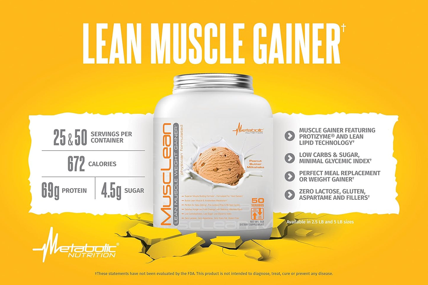 Musclean Whey Protein Meal Replacement, Peanut Butter, Low Carb Keto (5lb/50 serv)