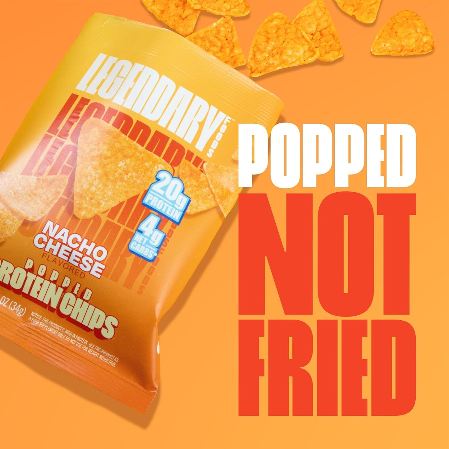 Legendary Foods Keto & Gluten-Free Protein Chips, Nacho Flavor (7x1.2oz)