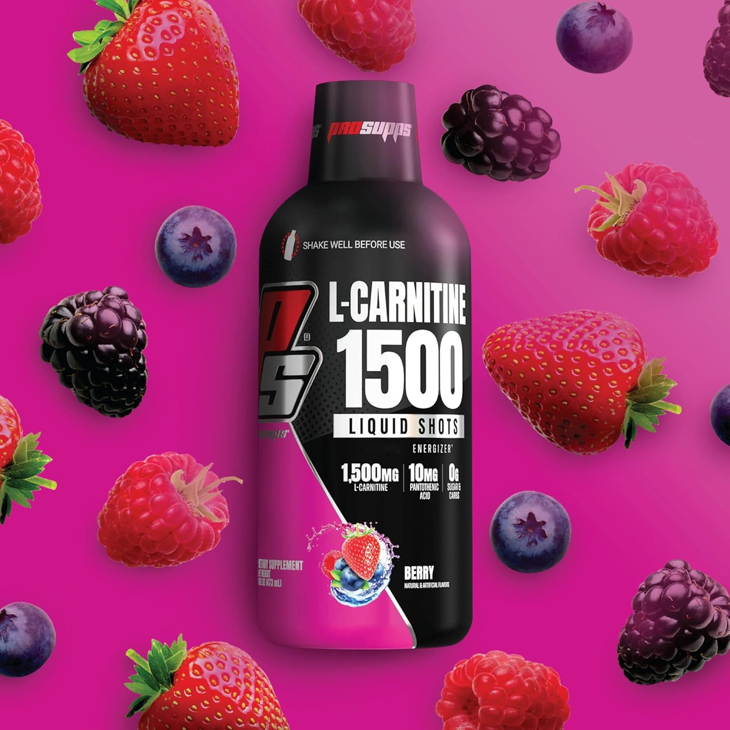 ProSupps L-Carnitine 1500 Liquid Shots for Men & Women (Berry, 31 Servings)