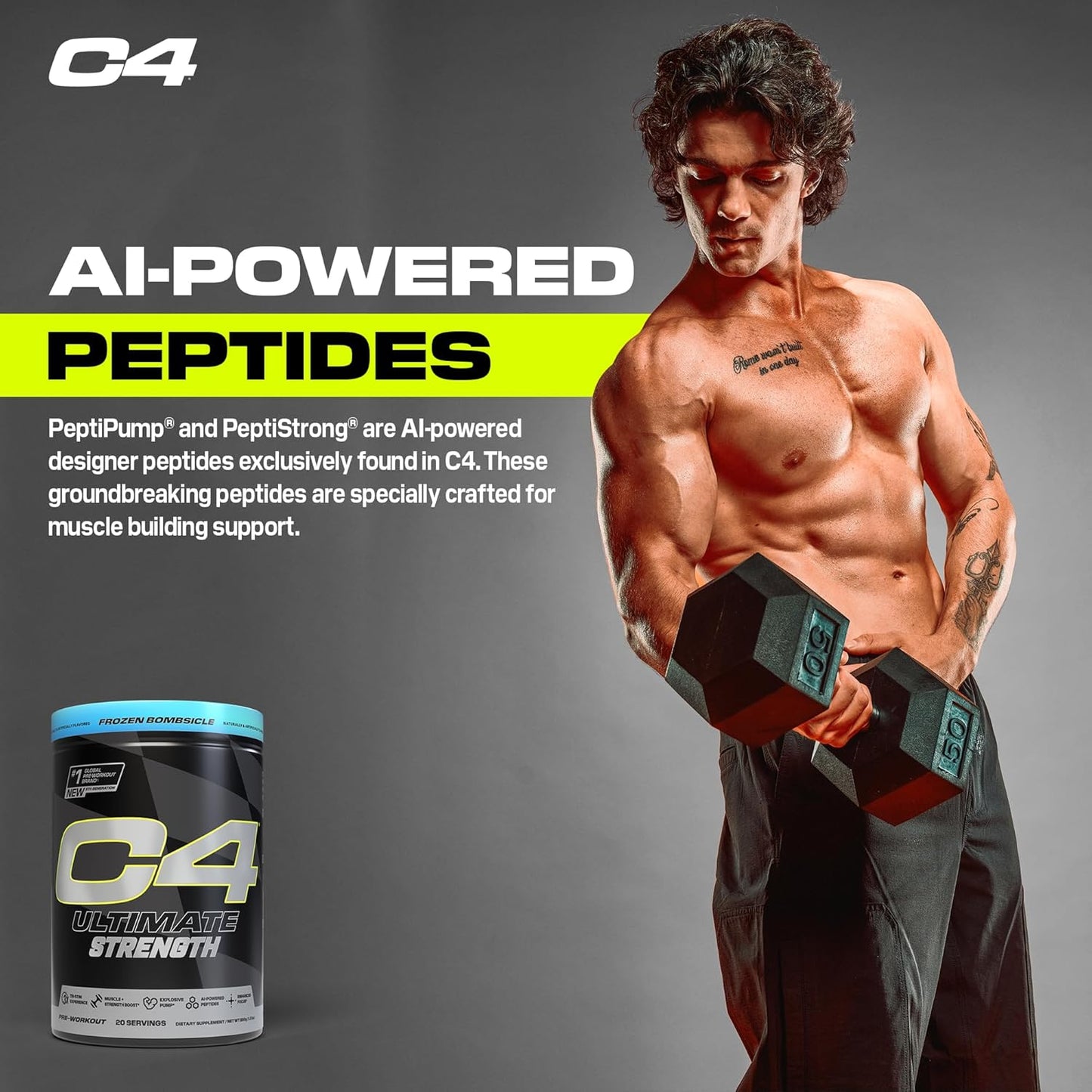 Cellucor C4 Ultimate Pre Workout, 300mg Caffeine + Creatine - Frozen Bombiscle (20 Servings)