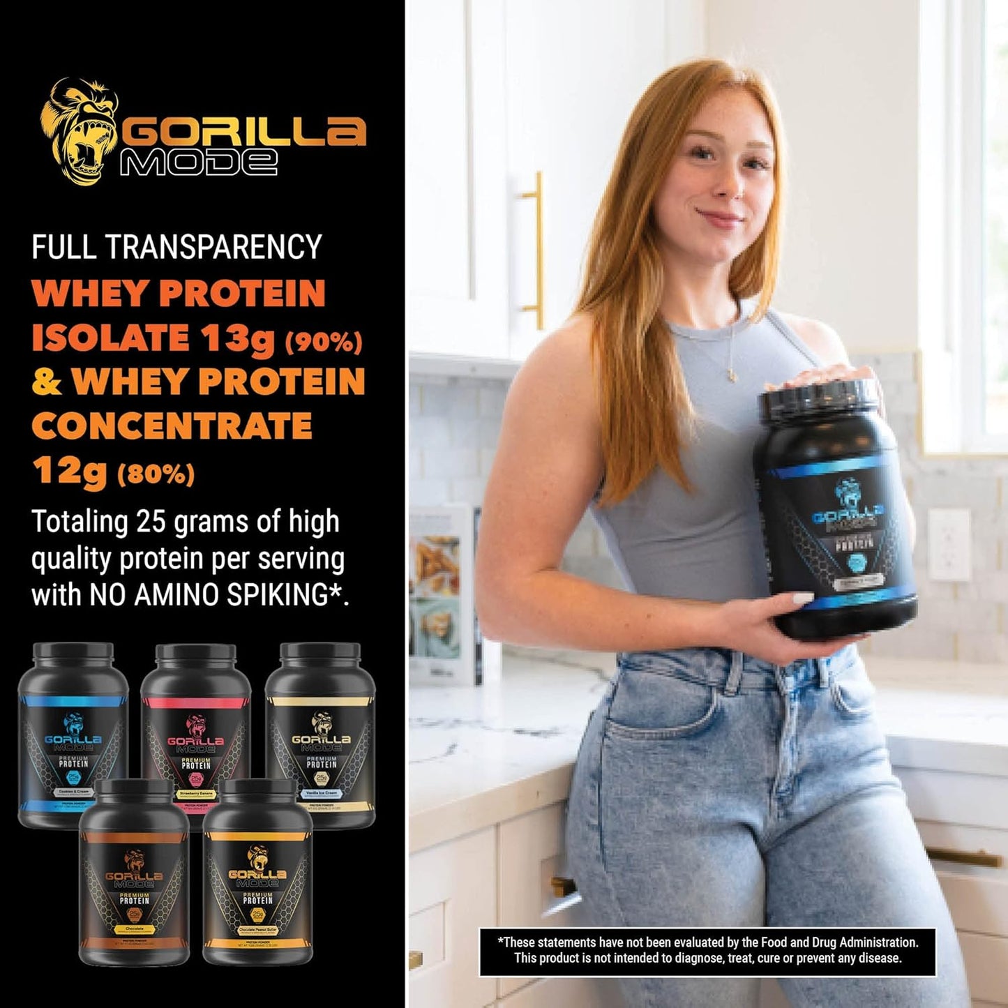 Gorilla Mode Cookies & Cream Whey Protein (30 Servings, 25g Protein)