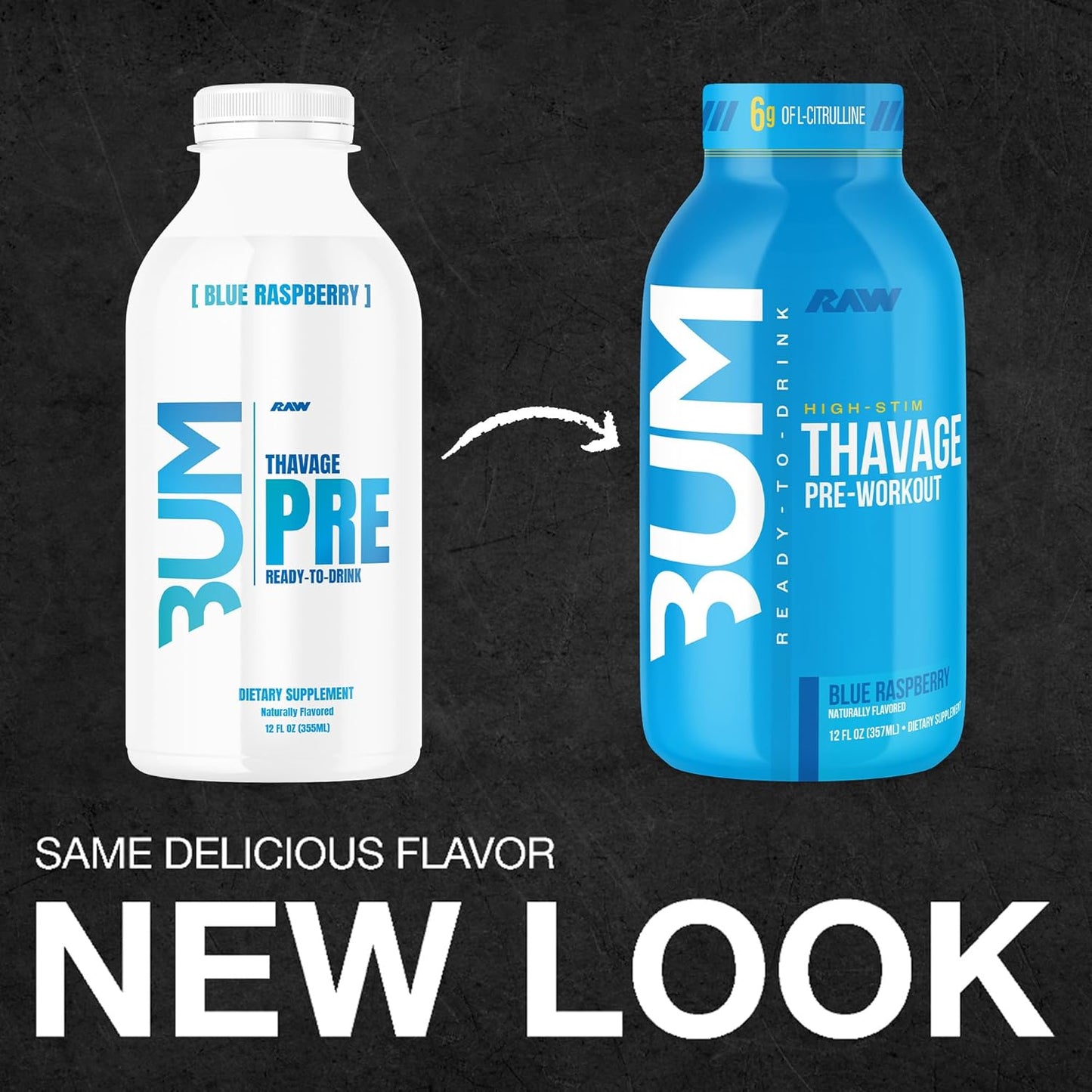 RAW Thavage Pre-Workout RTD - Zero Sugar, Blue Raspberry (12 Pack)
