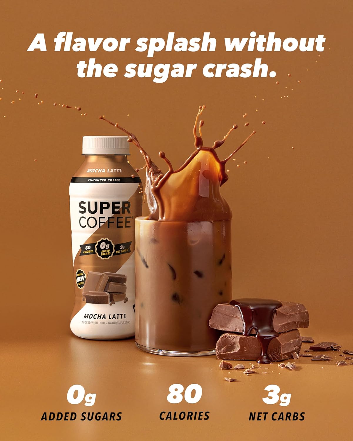 Super Coffee Vanilla Latte, Keto, Low Carb, 10g Protein (12oz, Pack of 12)