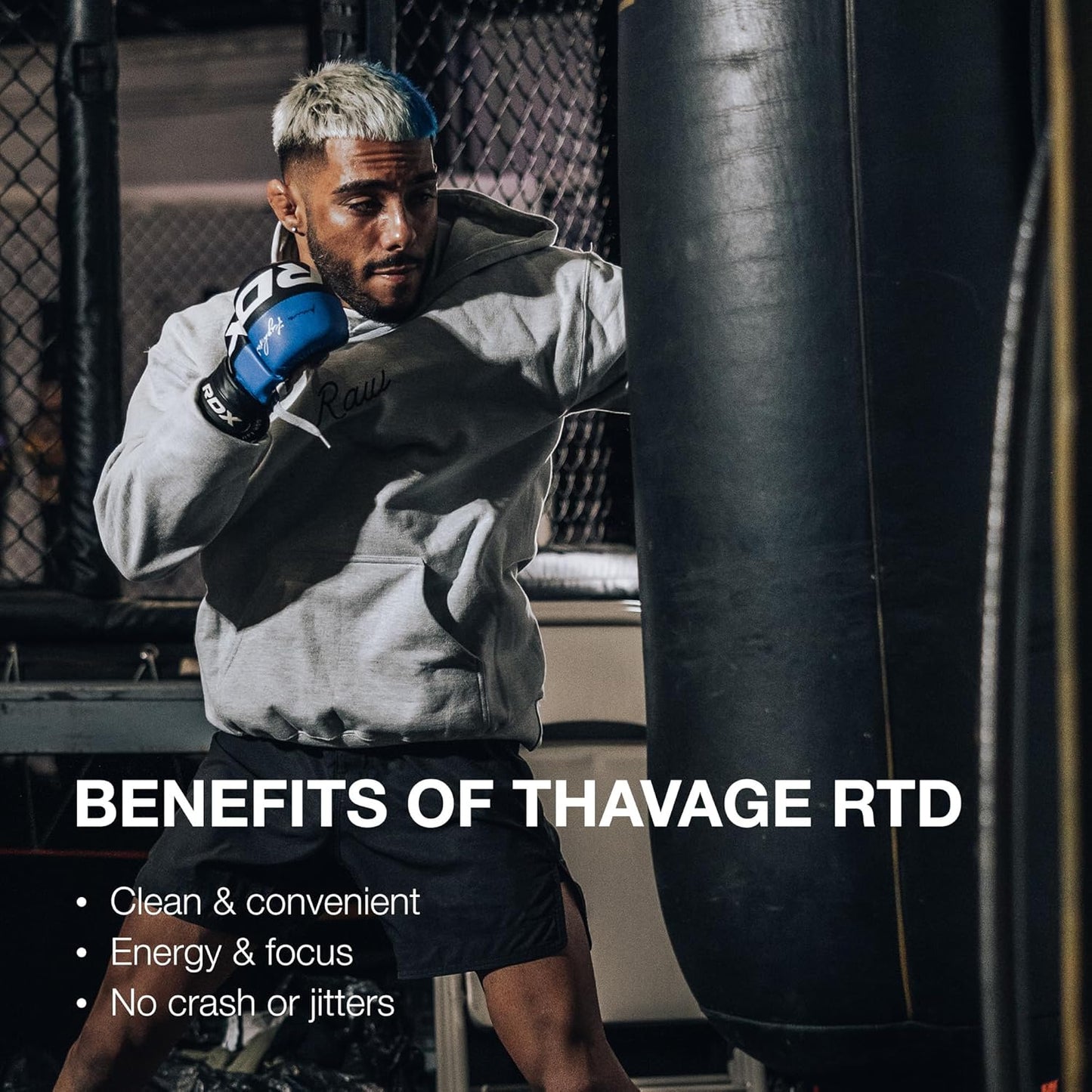 RAW Thavage Pre-Workout RTD - Zero Sugar, Blue Raspberry (12 Pack)