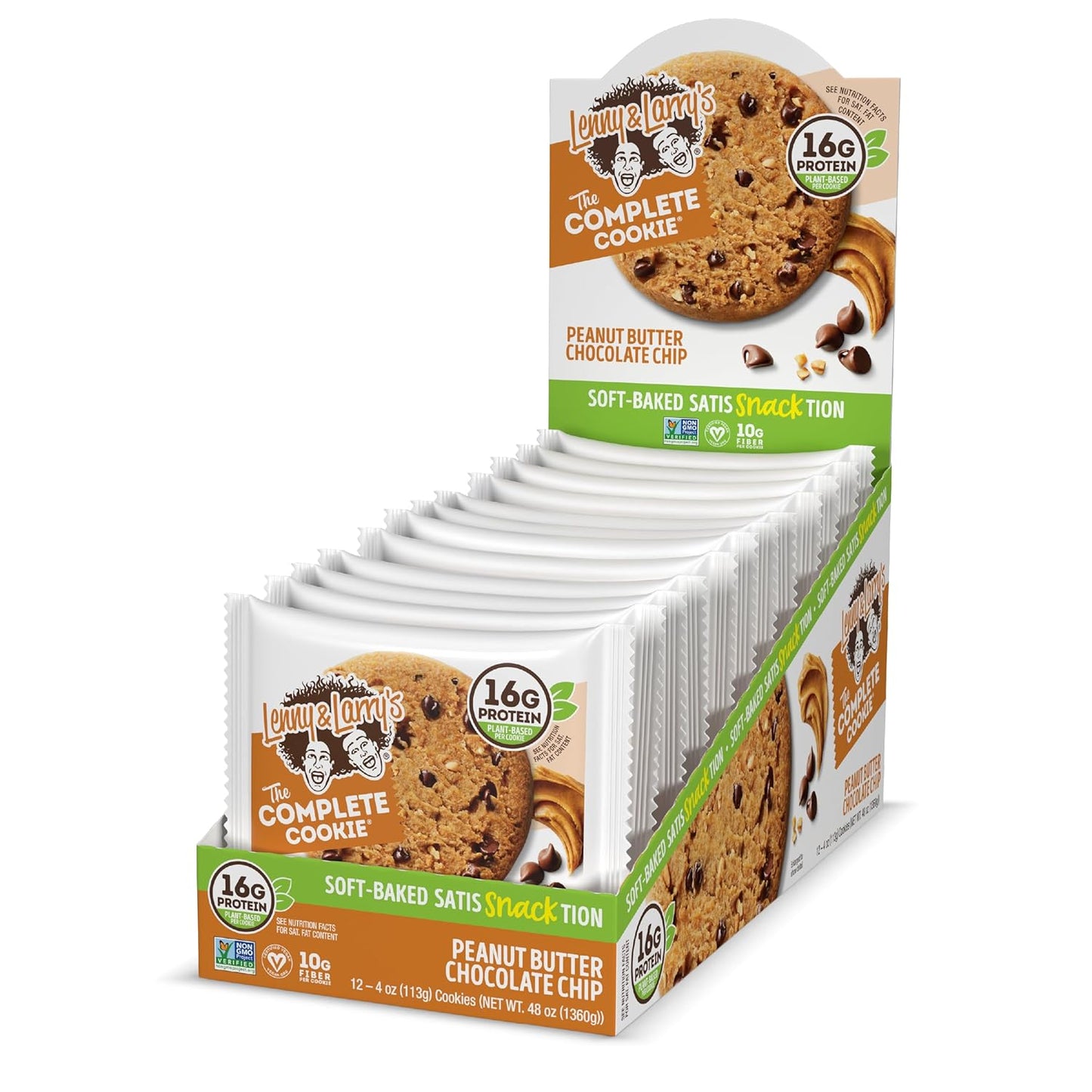Lenny & Larry's Peanut Butter Choc Chip Protein Cookie, Vegan (12 Pack)