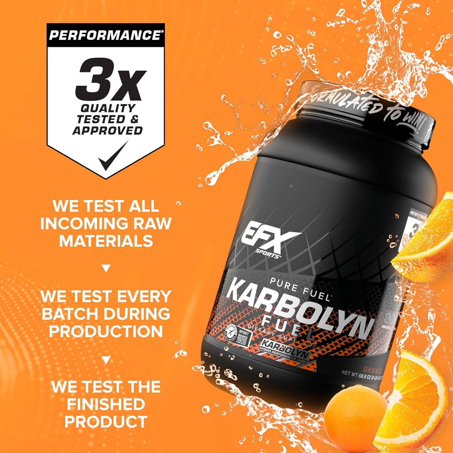 EFX Sports Karbolyn Fuel - Fast Absorbing Carb Powder for Energy & Recovery (37 Servings, Orange)