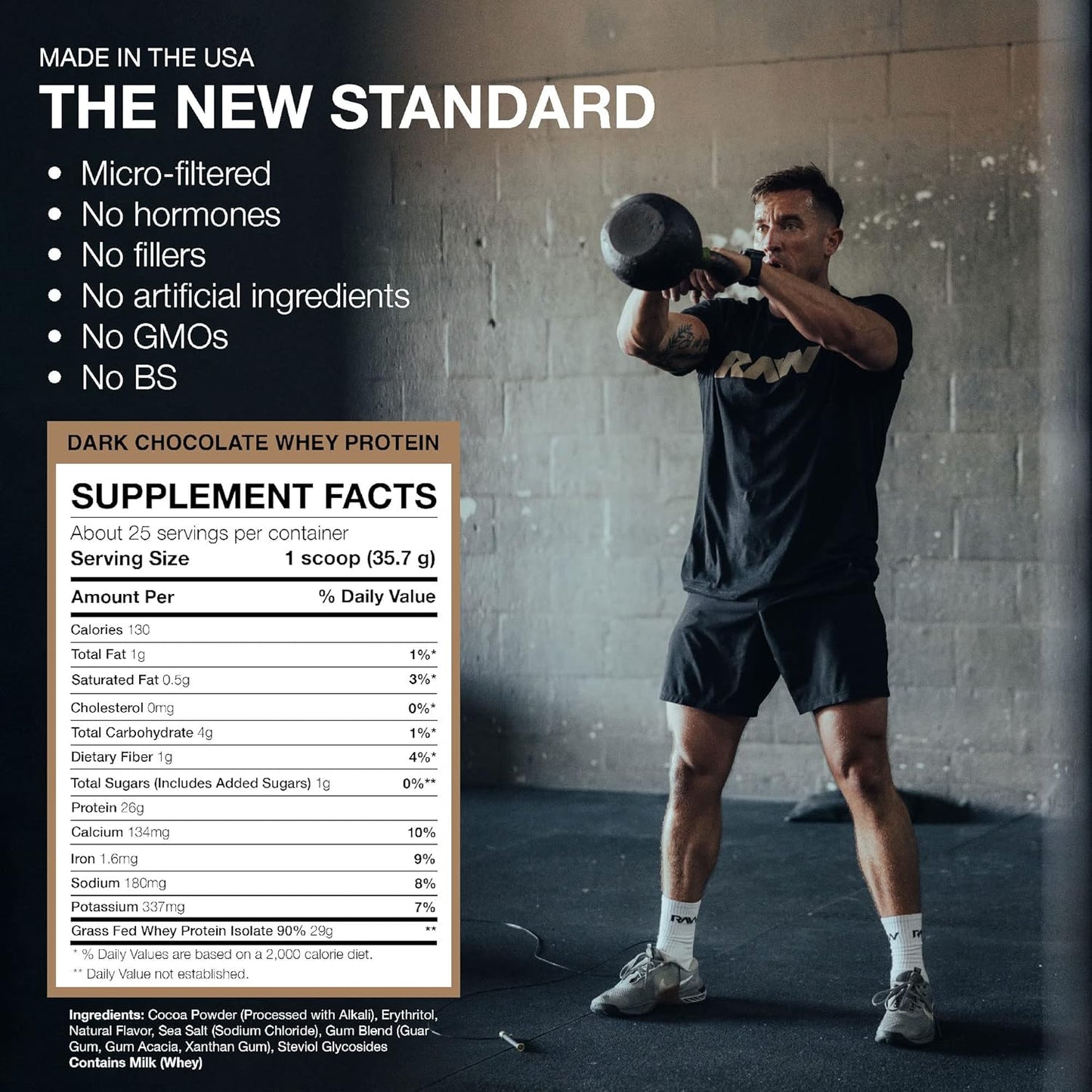 RAW Grass-Fed Whey Isolate Protein, Dark Chocolate (25 Servings)