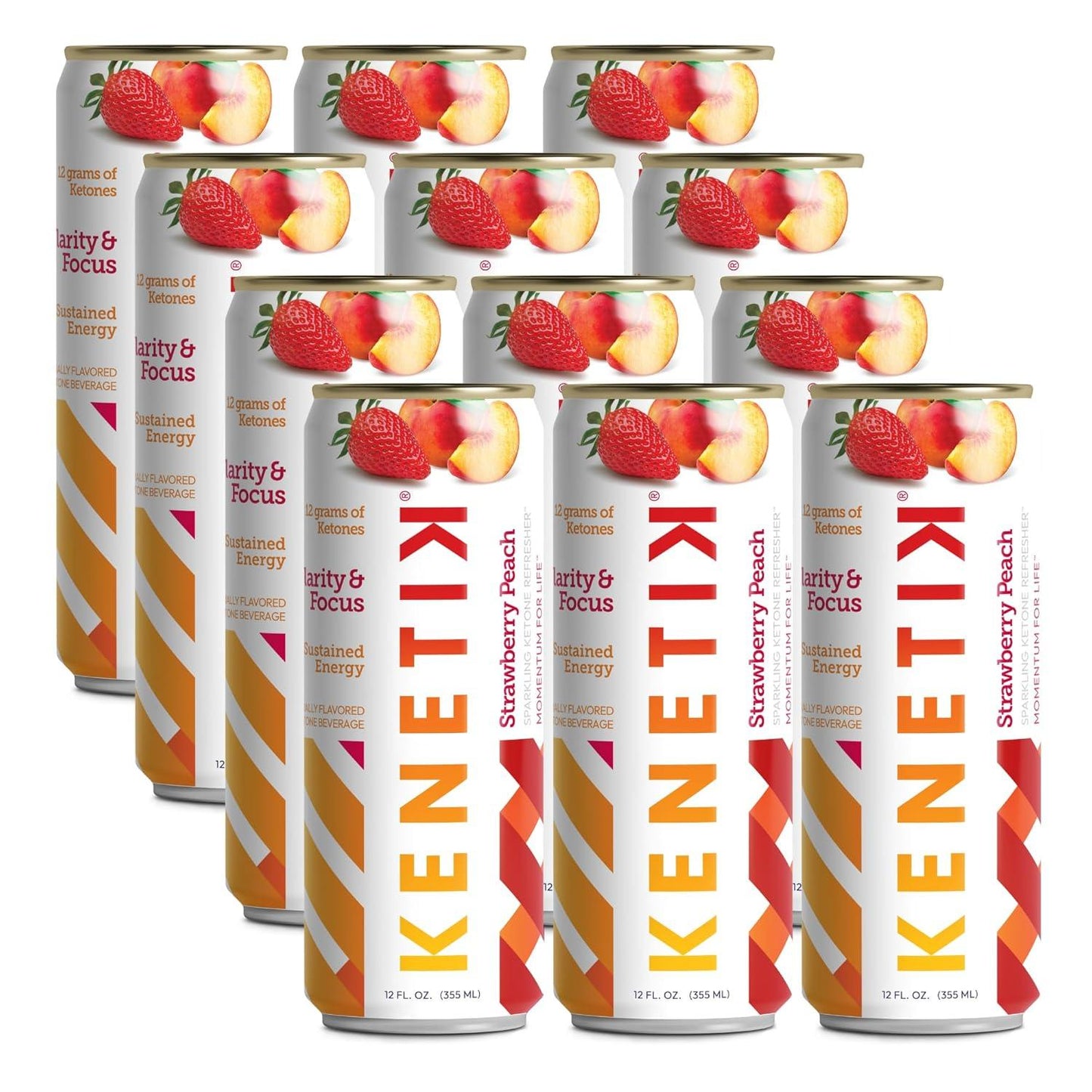 KENETIK Nootropic Ketone Drink for Energy & Focus - Strawberry Peach (12 Pk)