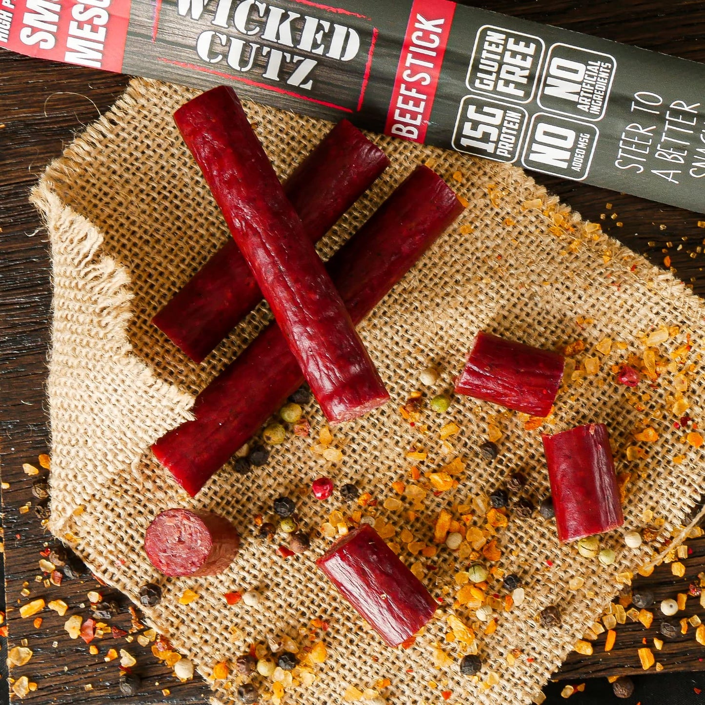 Mesquite Smoked Beef Jerky Sticks - Tender, High Protein, Low Carb, Gluten Free (12 Pack, Extra Large)