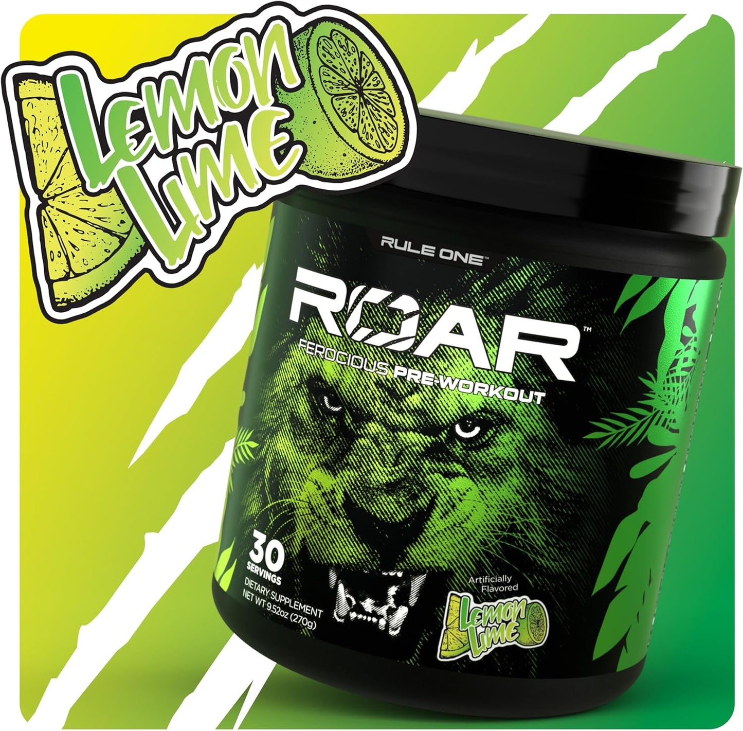 Rule 1 R1 Roar Pre-Workout Powder - Lemon Lime (Servings)