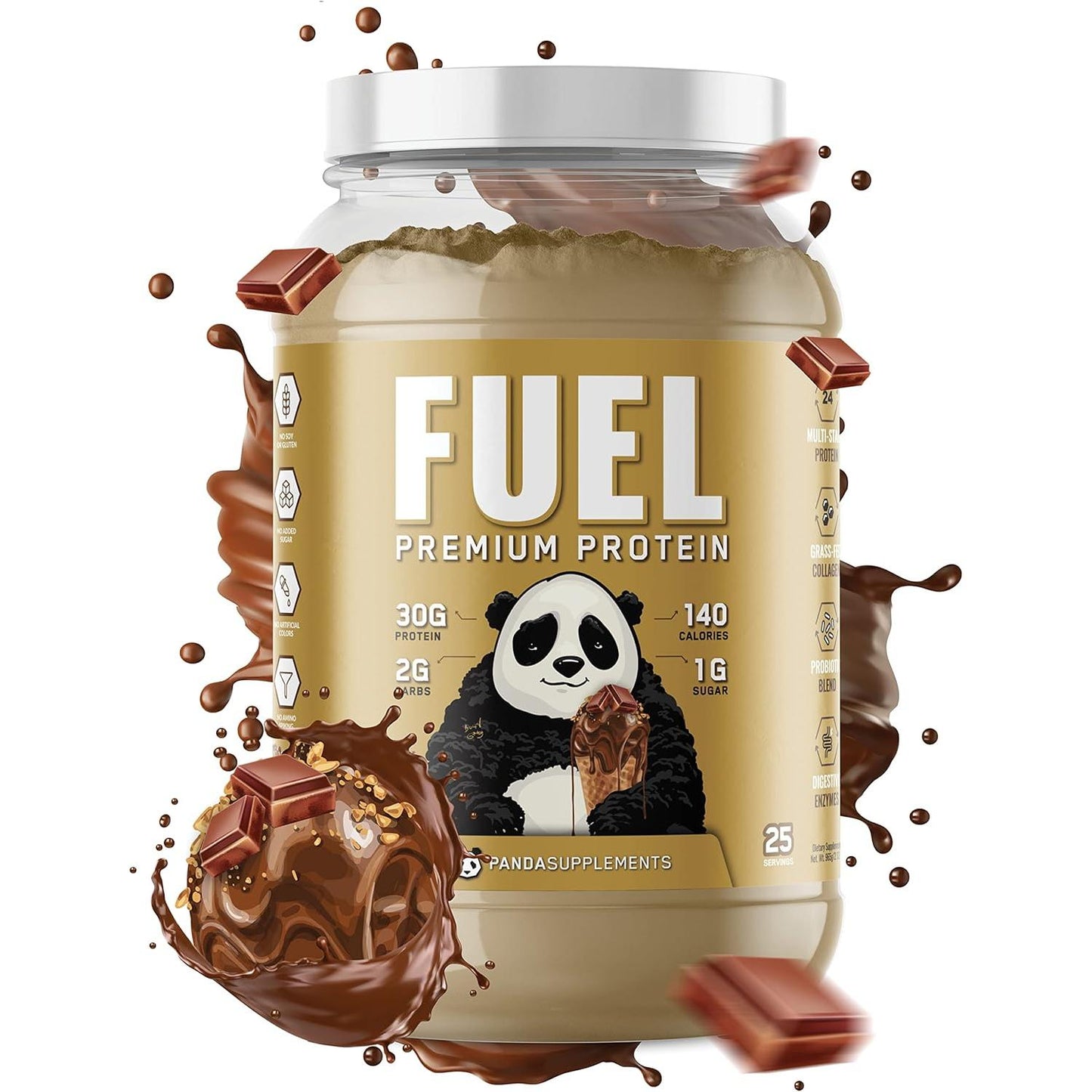 Panda Fuel Premium Protein, Collagen, Probiotics, Keto, 25 Servings (Chocolate)