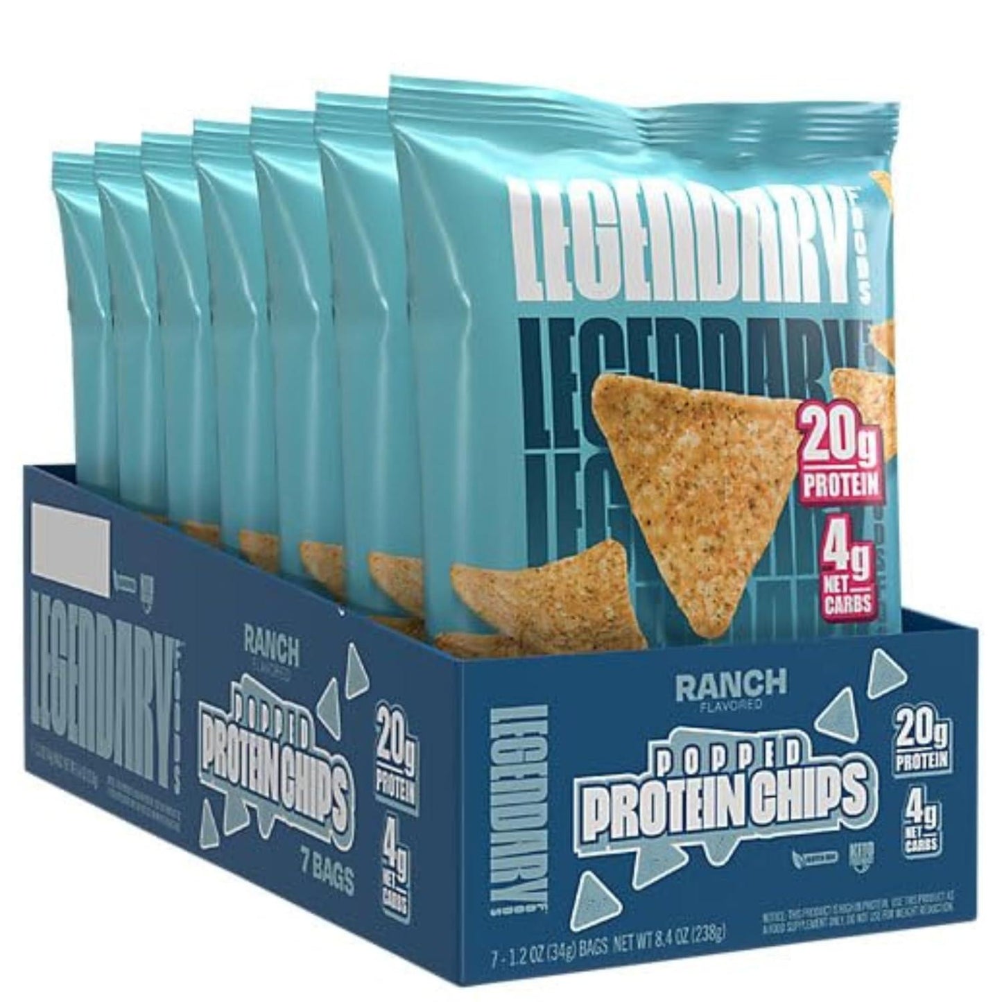 Legendary Foods Keto & Gluten-Free Ranch Chips (High Protein, Low Carb, 7x1.2oz)