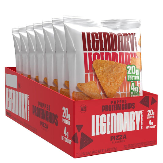 Legendary Foods Protein Chips - Low Carb, Gluten Free, Keto Friendly Pizza Flavor (20g Protein, 7-Pack)