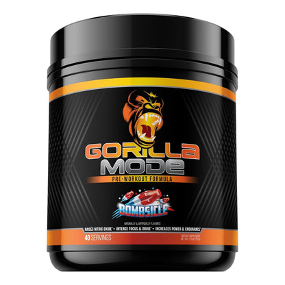 Gorilla Mode Pre-Workout for Pumps, Focus & Energy (620g, Bombsicle)