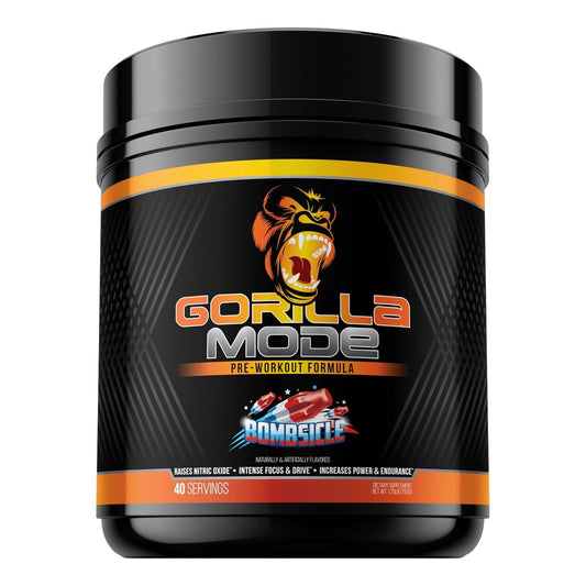 Gorilla Mode Pre-Workout for Pumps, Focus & Energy (620g, Bombsicle)