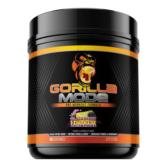 Gorilla Mode Pre-Workout for Pumps, Focus, Energy, Power (800g, BlackBerry Lemonade)