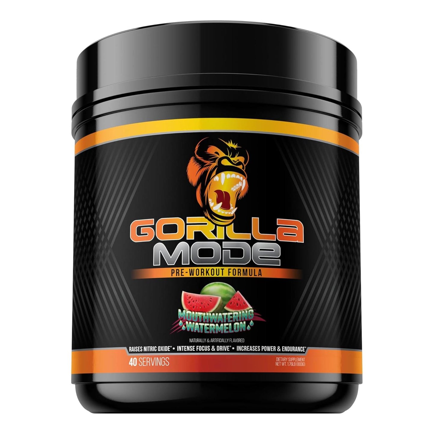 Gorilla Mode Pre-Workout for Pumps, Focus & Energy (800g, Watermelon)