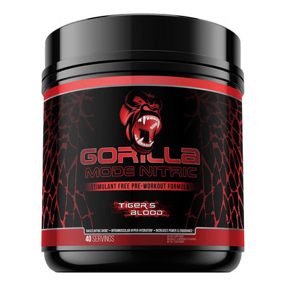 Gorilla Mode Nitric Pre-Workout, Stimulant-Free for Power & Vasodilation (646g, Tigers Blood)