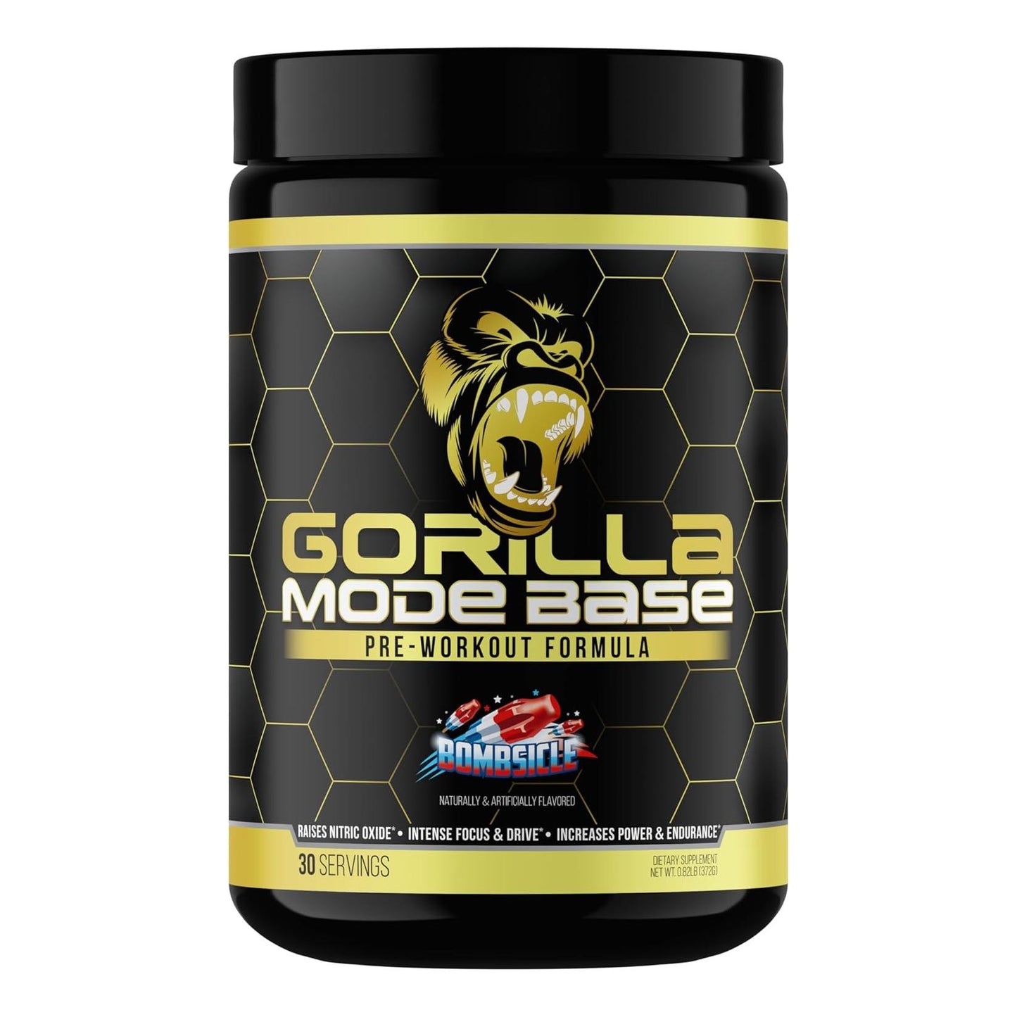 Gorilla Mode Pre-Workout for Focus, Endurance & Power (360g, Bombsicle)