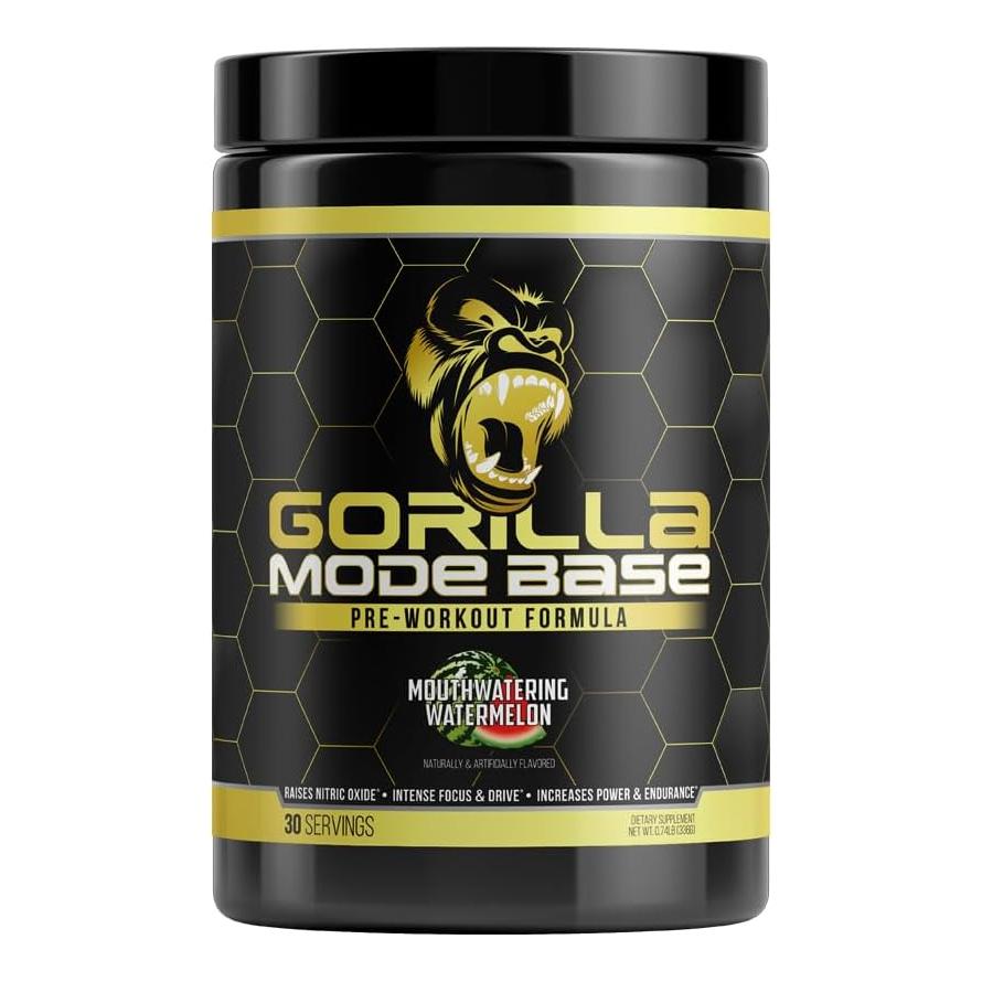 Gorilla Mode Pre-Workout for Focus, Endurance & Power (360g, Watermelon)