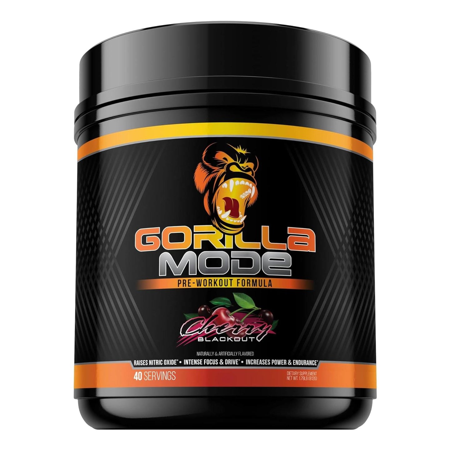 Gorilla Mode Pre-Workout for Pumps, Focus & Energy (812g, Cherry)