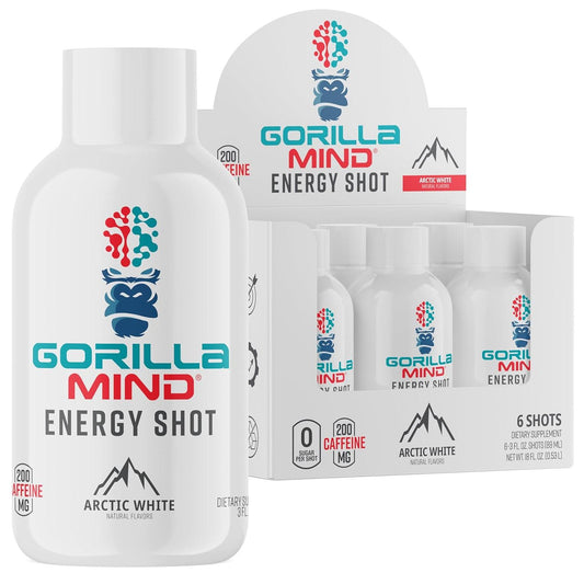 Gorilla Mode Energy Shots for Focus & Energy, Sugar-Free (6-Pack, Arctic White)