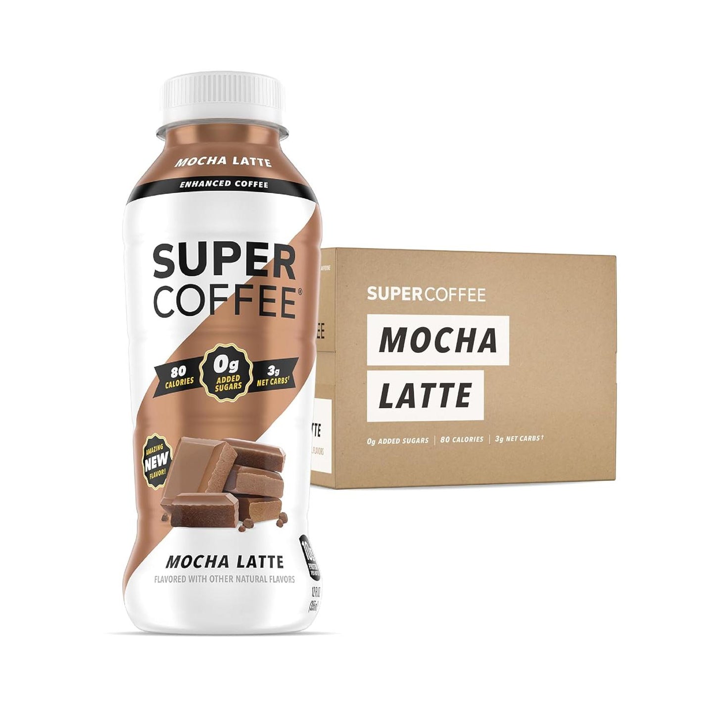 Keto Protein Super Coffee, Mocha (12 Fl Oz, 12 Pack) [0g Sugar, 10g Protein, 70 Calories]
