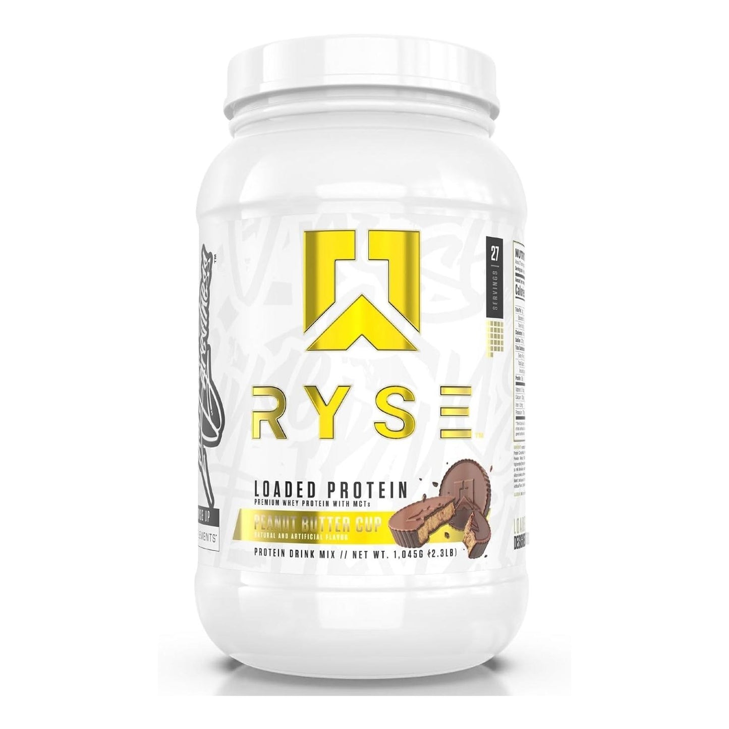 Ryse Loaded Protein Powder with Prebiotic Fiber & MCTs, Low Carb & Sugar (Peanut Butter Cup, 27 Servings)