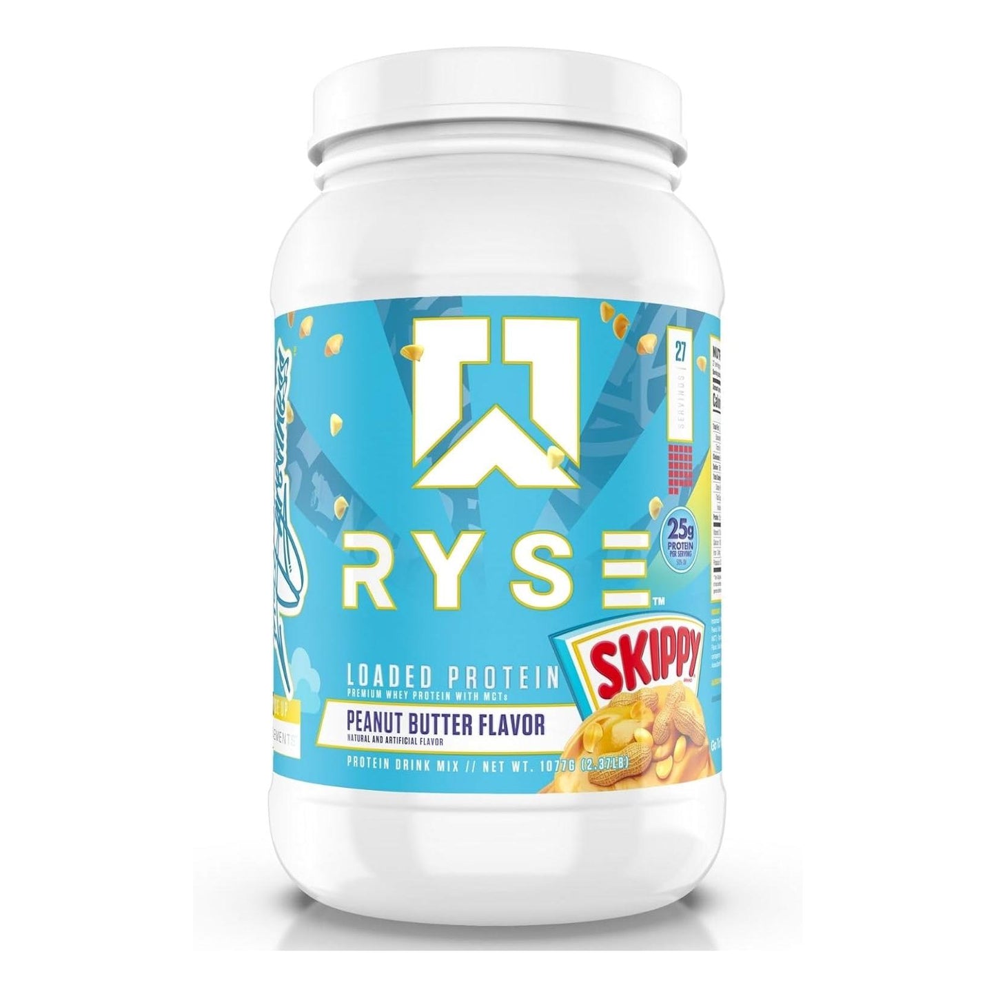 Ryse Loaded Protein Powder with Prebiotic Fiber & MCTs, Low Carbs & Sugar (27 Servings, Skippy Peanut Butter)