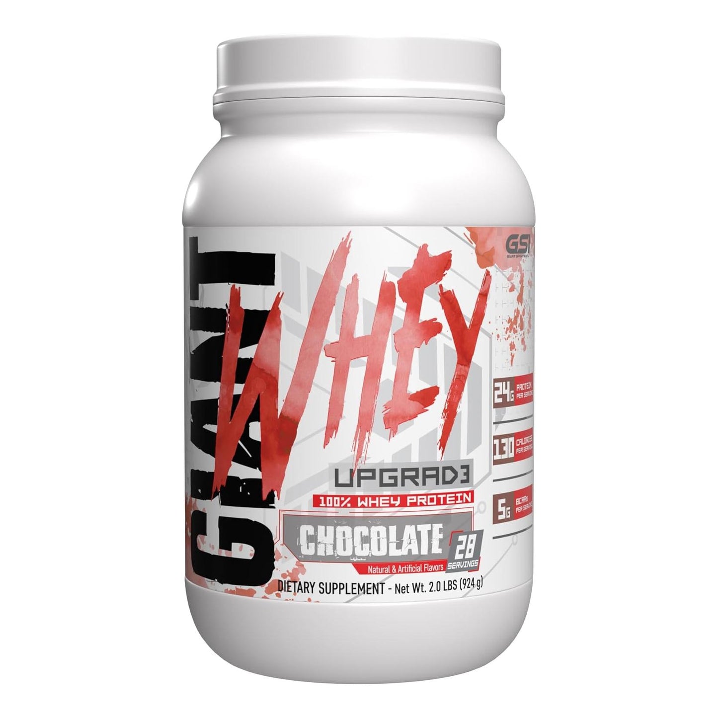 Giant Sports 100% Whey Protein, 24g Protein, 5g BCAAs - Chocolate (2 lb)